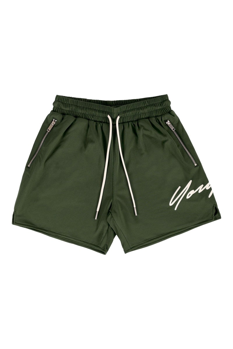 YoungLA 115 Signature Shorts Olivgrün | 47931-GPSD