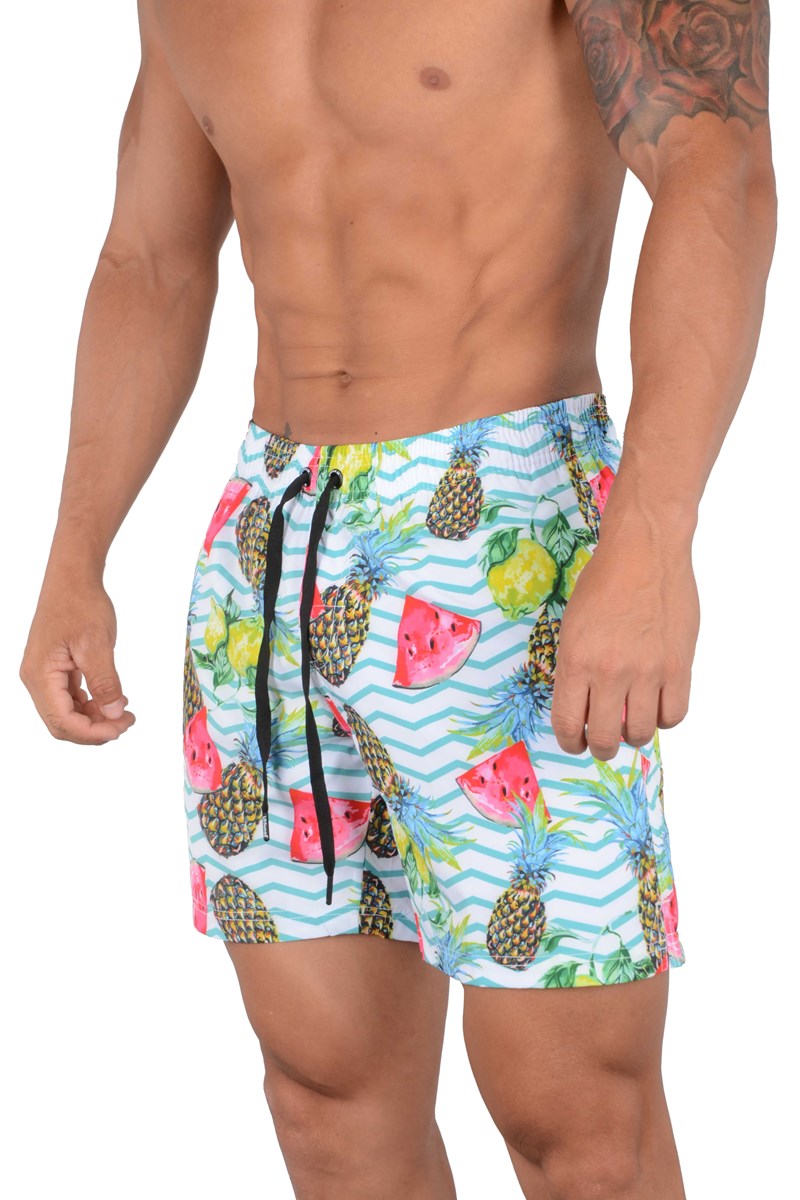 YoungLA 128 Abstract Swim Shorts \'22 Melon Pineapple | 97056-ACPH