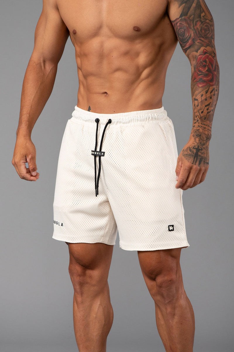 YoungLA 130 Essential Basketball Shorts Weiß | 48396-GQXS