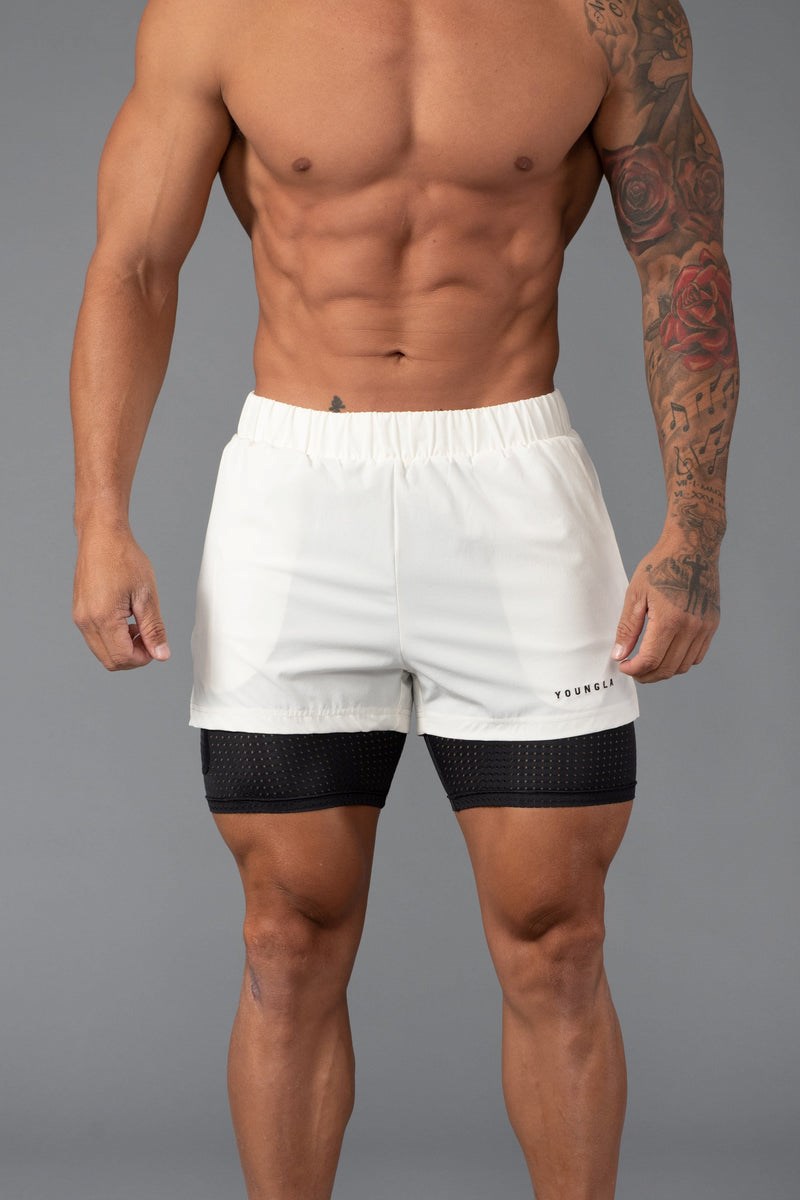 YoungLA 144 Peak Velocity Compression Shorts Off-White | 54861-QWLJ