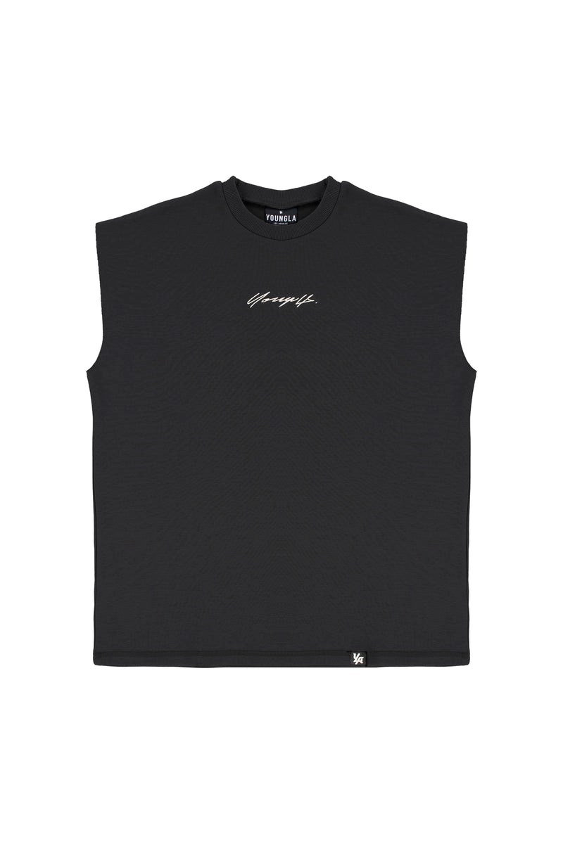 YoungLA 328 Drop Shoulder Cut Offs Schwarz | 92650-KORY