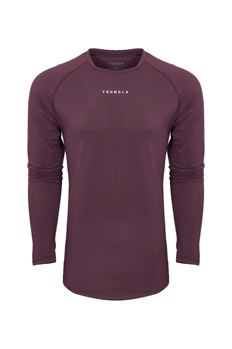 YoungLA 441 Performance Line Longsleeve Shirts Plum | 19780-WYMN
