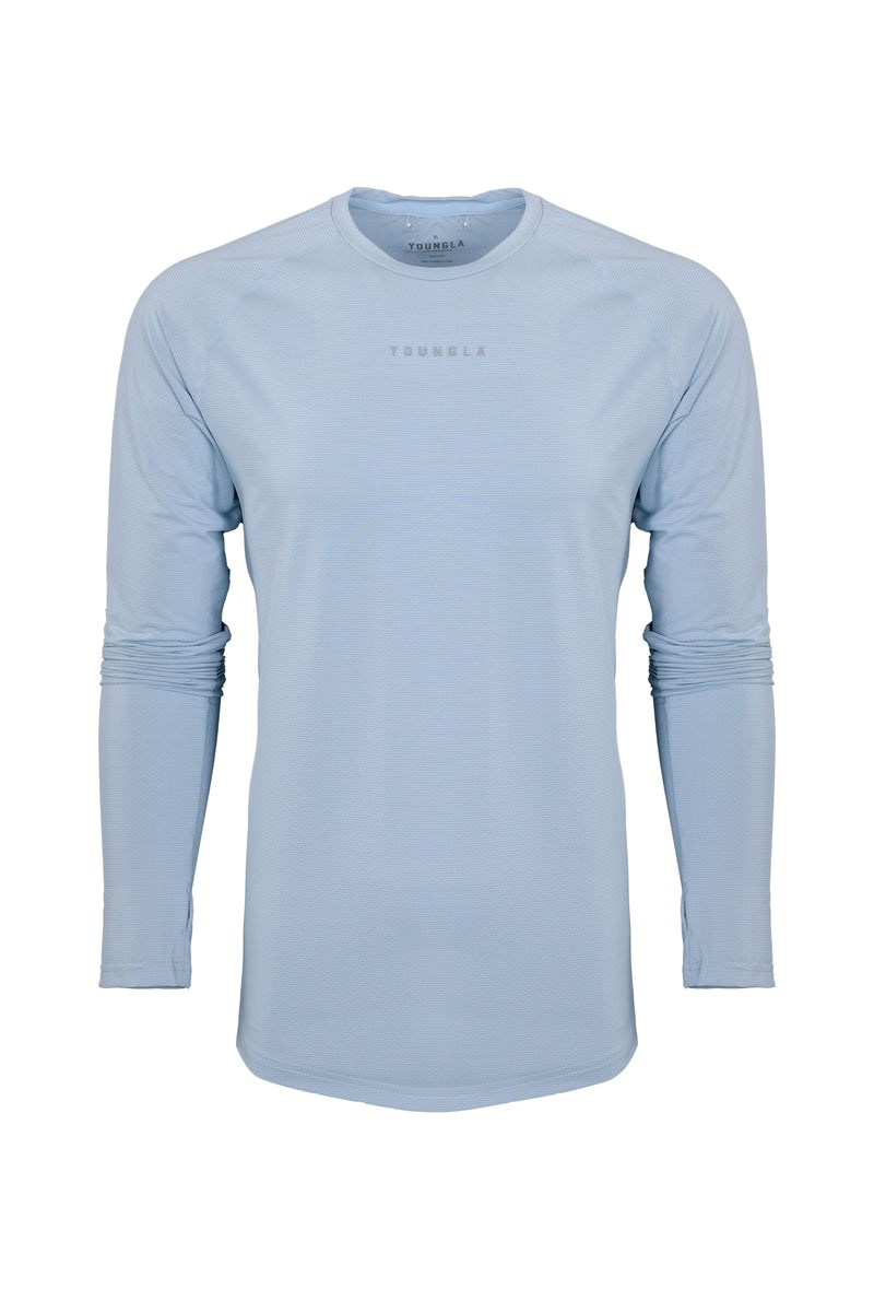 YoungLA 441 Performance Line Longsleeve Shirts Blau | 98764-OCLP