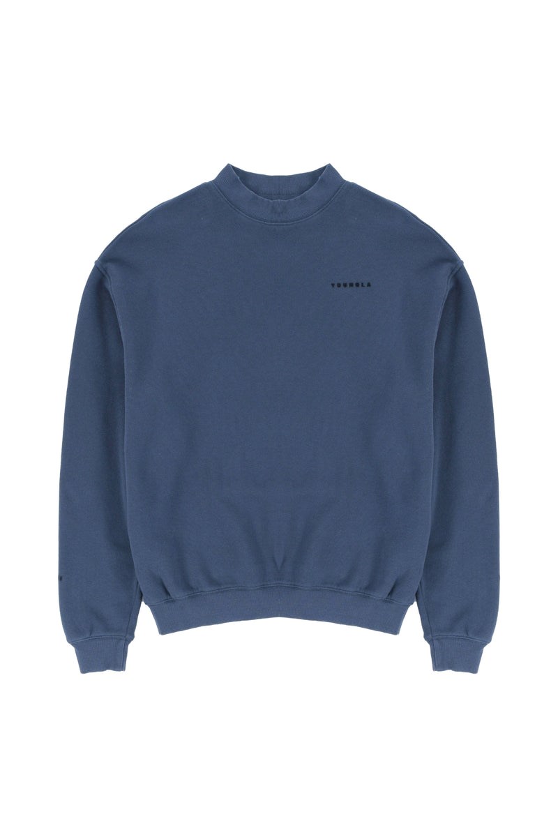 YoungLA 525 Monarch Mock-neck Pullover Navy Waschen | 06947-AFIZ
