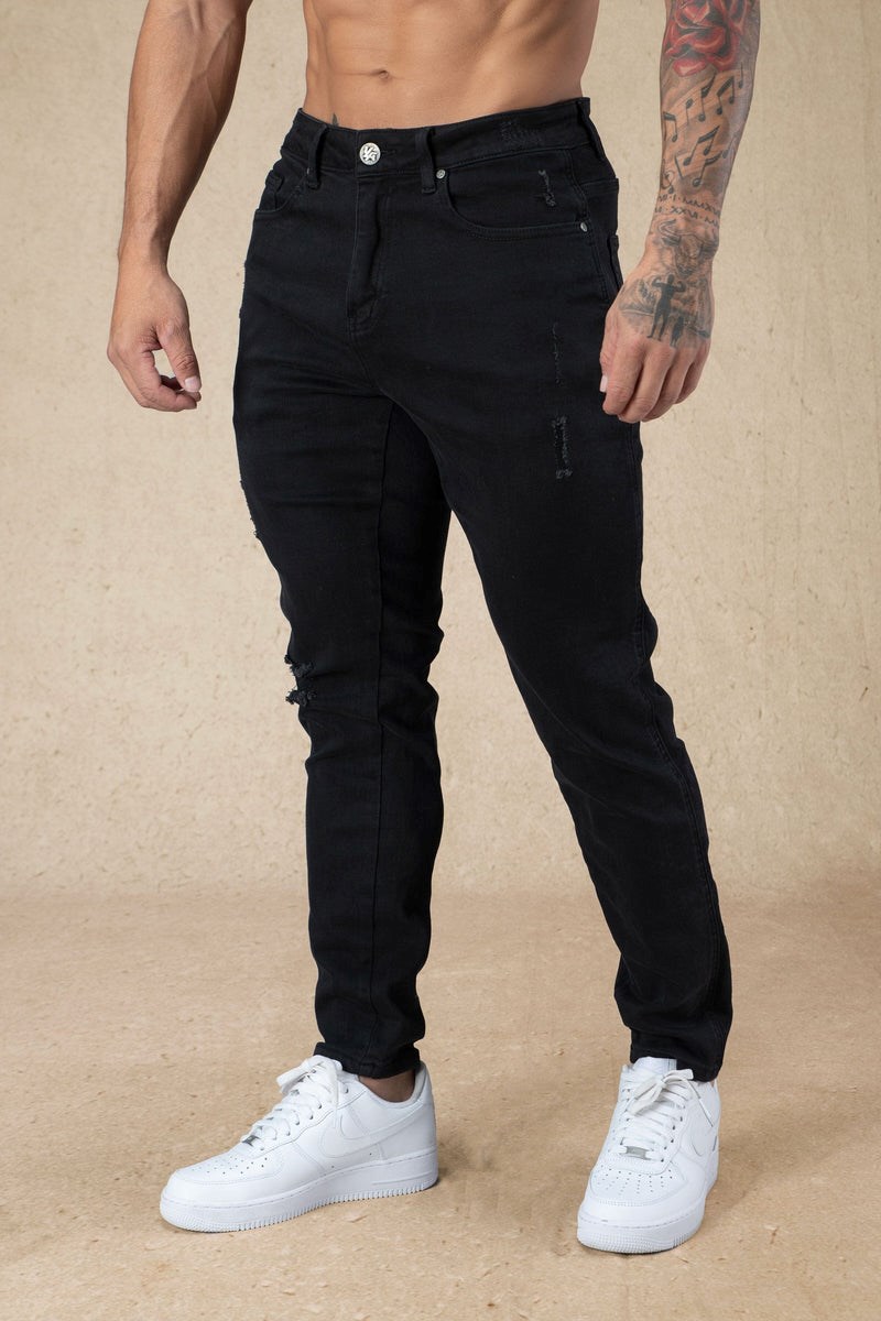YoungLA 607 Tailored Slim Fit Jeans Schwarz Waschen | 83426-TFND