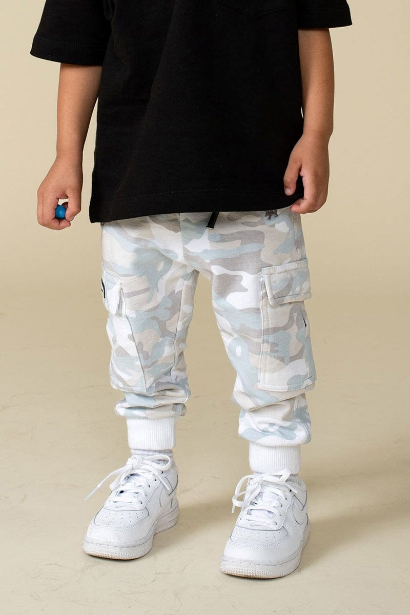 YoungLA L225 Cargo Joggers Camouflage Weiß | 82935-UEGR