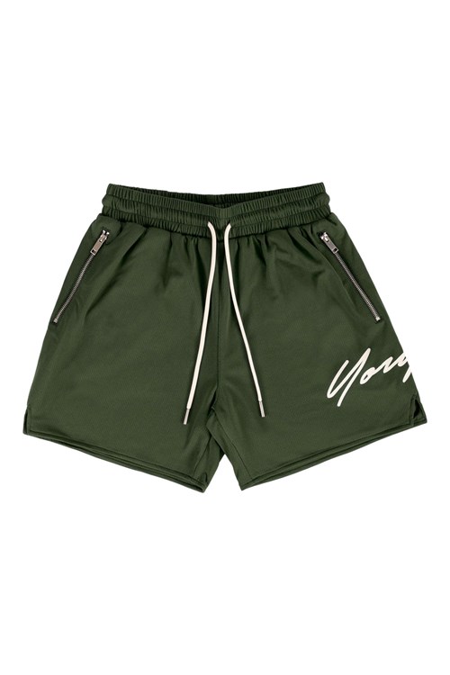 YoungLA 115 Signature Shorts Olivgrün | 47931-GPSD