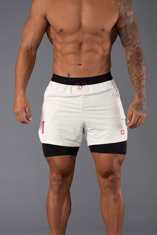 YoungLA 121 Performance Line Compression Shorts Off-White | 76492-ECZR