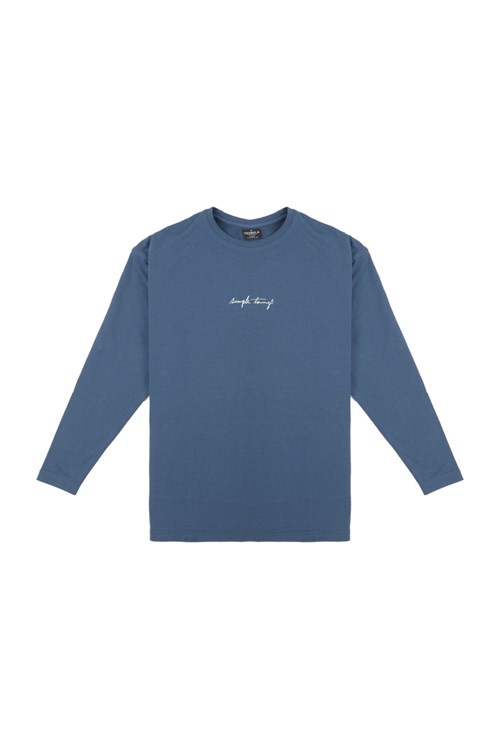 YoungLA 427 Simple Things Long Sleeve Shirt Blau | 42963-IOES