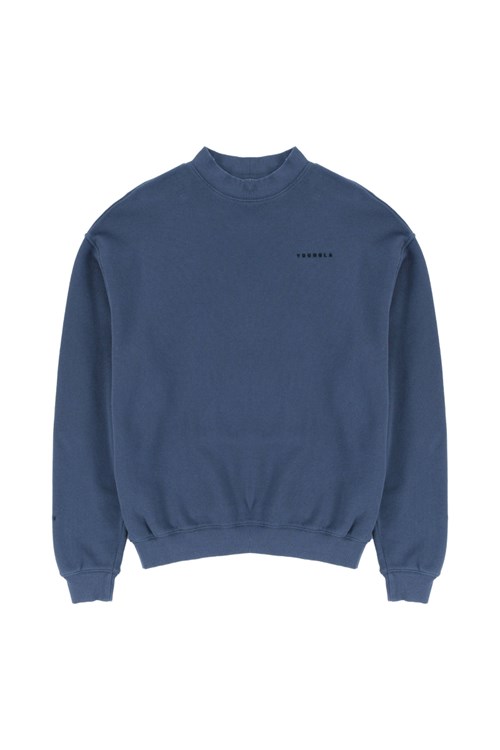 YoungLA 525 Monarch Mock-neck Pullover Navy Waschen | 06947-AFIZ