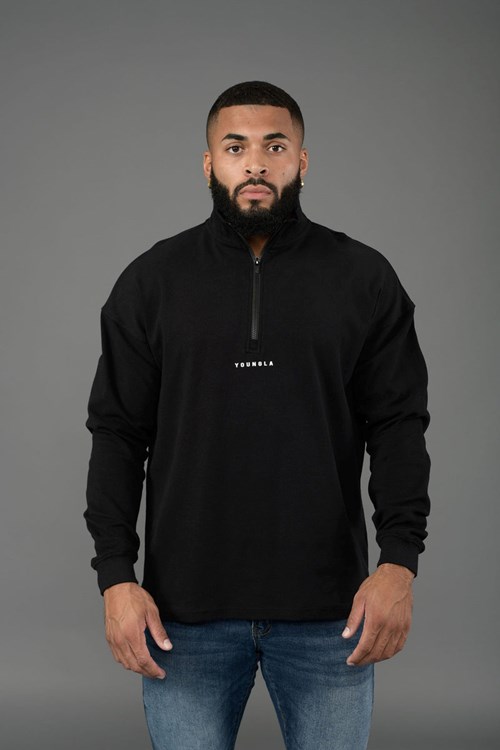 YoungLA 545 Cloud Quarter Zip Schwarz | 25479-OWPB