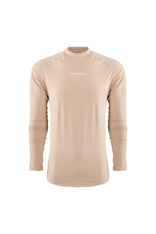 YoungLA 808 High Neck Compression Shirt Beige | 16074-ZYKB
