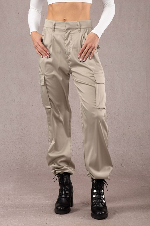 YoungLA W217 Gloria Satin Cargo Grün | 91570-TBDM