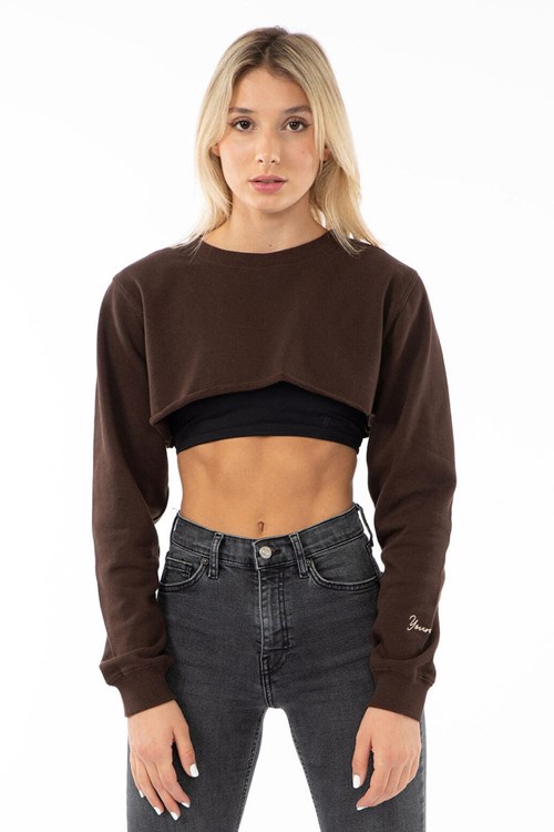 YoungLA W501 Super Crop Pullover Braun | 05673-TBJV